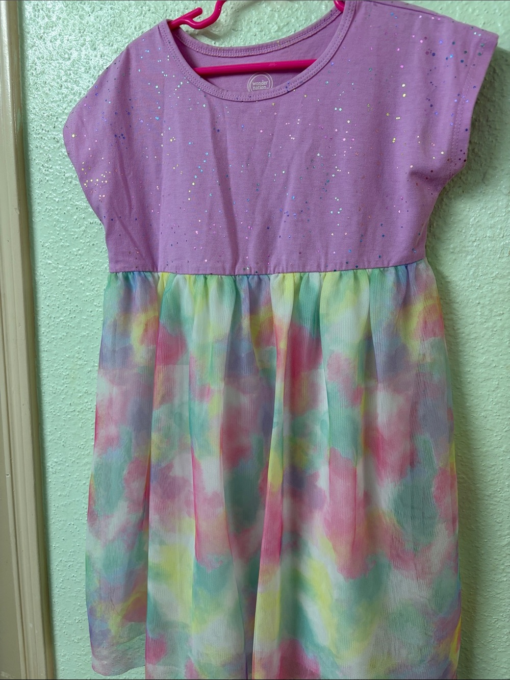 wonder nation Lavender Sparkle Bodice with Pastel Watercolor dress
